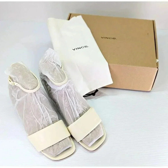 Vince Women's Pepa Ankle Strap Mid Heel Sandals Marble Cream Size 9.5 MSRP $295 - Picture 2 of 12